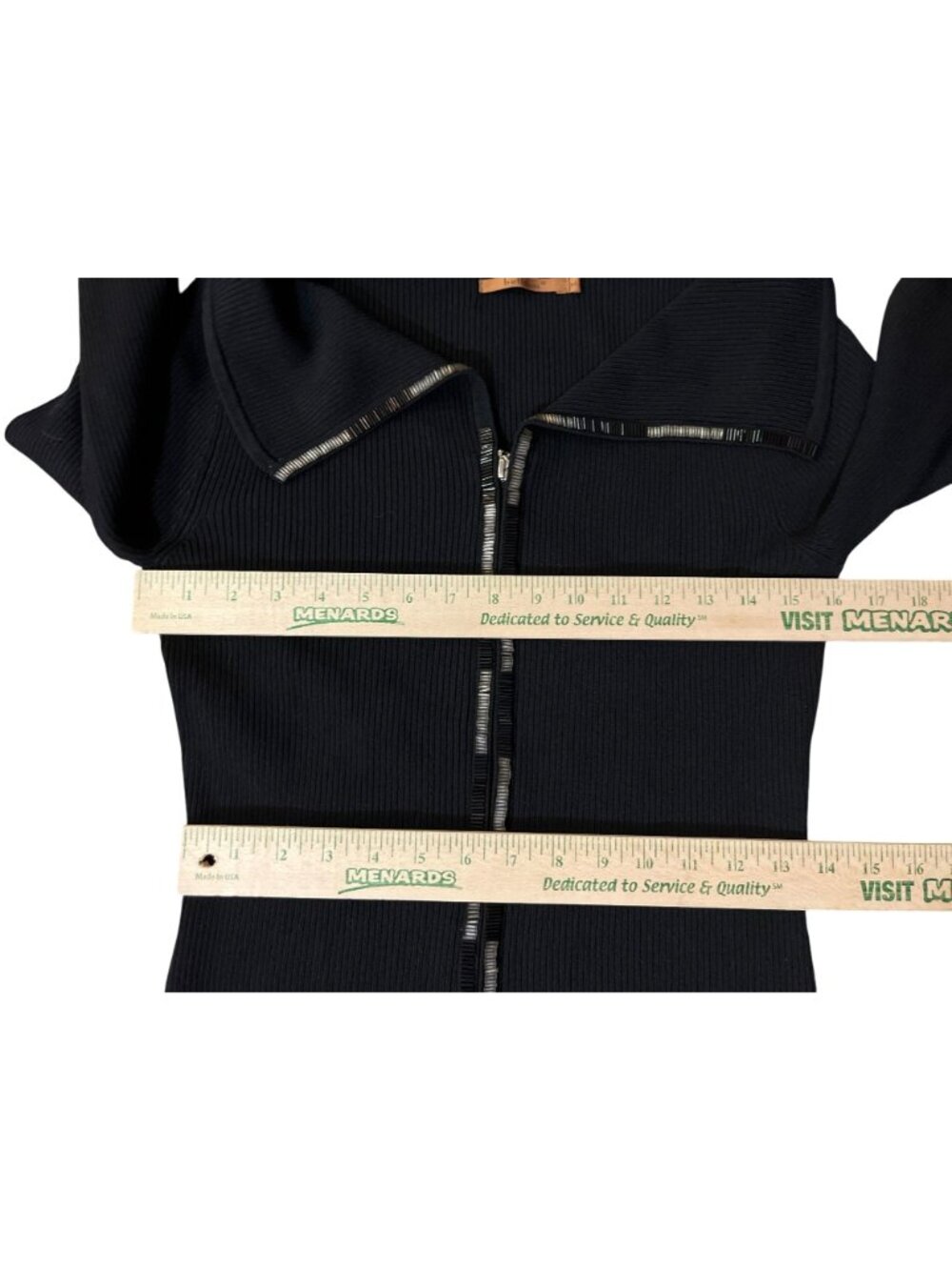 Belldini Black Zip Sweater Womens M Sequin Trim Stretch Used - Picture 9 of 12